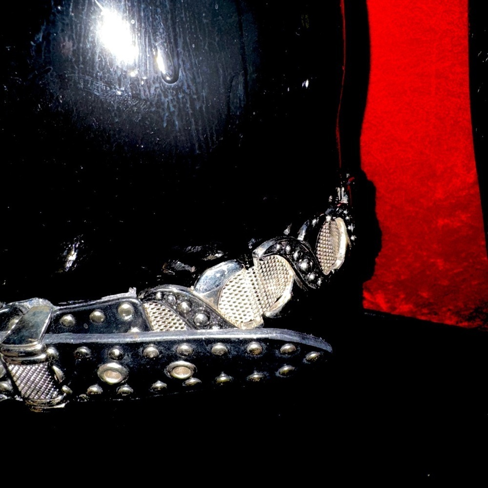 Genuine leather and heavy silver Steampunk VINTAGE metal Belt. Rare and Iconic - Picture 5 of 10
